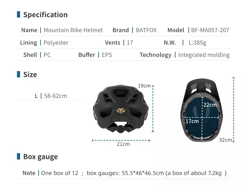Batfox capacete de bicicleta mtb ajustável, leve, respirável, forro confortável, esportes ao ar livre, chapéu seguro para homens e mulheres, capacete de ciclismo
