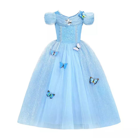Crianças cosplay traje menina verão pageant lantejoulas fantasia crianças cinderela carnaval roupas princesa vestido de aniversário 3-10 ano