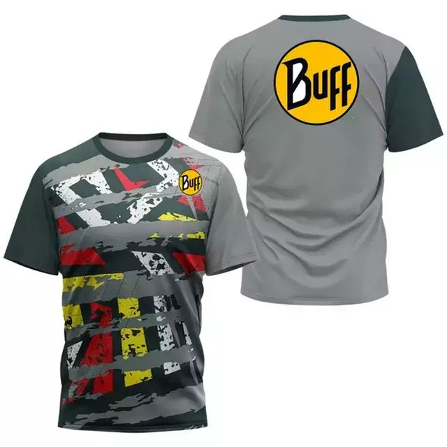 Camisa de tênis com gola O respirável masculina, camiseta estampada, secagem rápida, manga curta, fitness, corrida, esportes ao ar livre, verão