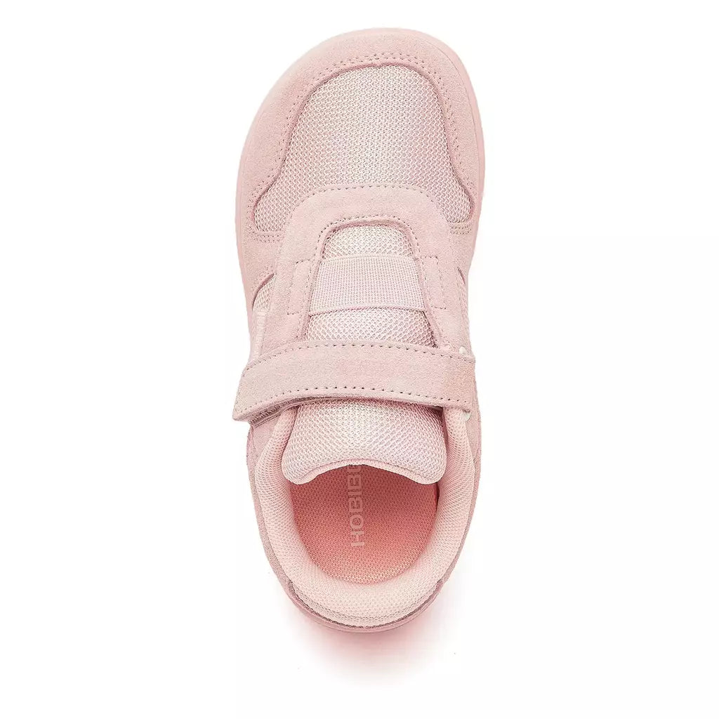 Hobibear crianças dedo do pé largo sapatos descalços pouco/grande/criança gancho loop minimalista tênis malha de couro artificial sapatos leves