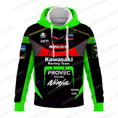 Moletons com capuz masculino e feminino, Forças de Corrida Kawasaki, Esportes Radicais, Nova Edição, 2024