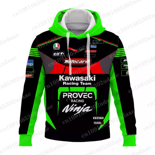 Moletons com capuz masculino e feminino, Forças de Corrida Kawasaki, Esportes Radicais, Nova Edição, 2024