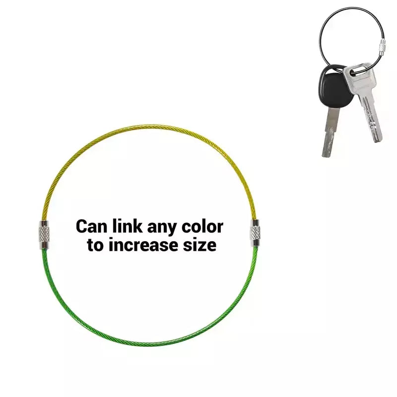 Chaveiro de corda de fio de aço de 5-10 peças, chaveiro de aço inoxidável revestido de pvc de 2mm, etiqueta de bagagem, acessórios de chaveiro coloridos