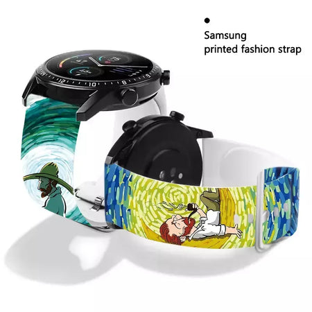 Pulseira impressa série van gogh de 20mm para samsung galaxy watch 7/6/5 40mm 44mm pulseira substituível para xiaomi huawei amazfit