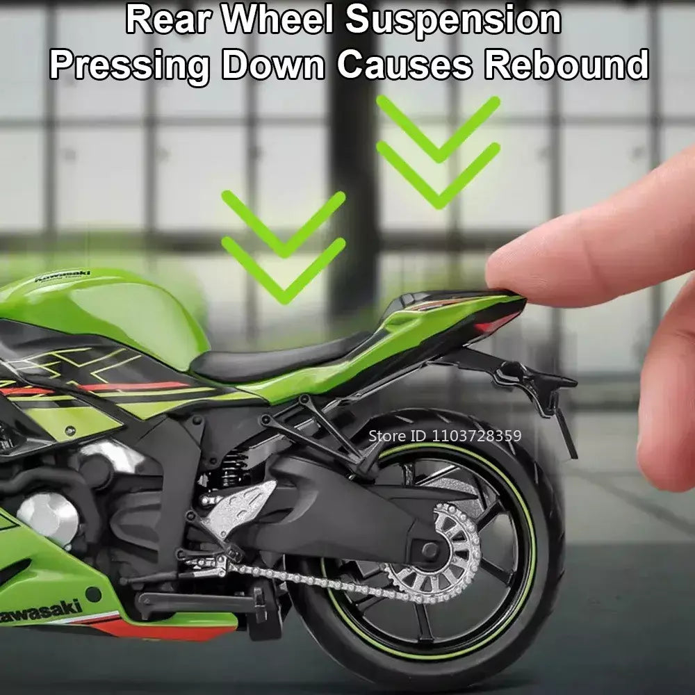 1:12 sportster modelo de brinquedo motocicletas liga diecast nijia ZX-6R motos som luz absorção choque pneus borracha crianças presente
