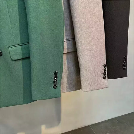 Blazer fino de negócios masculino, roupas estilo coreano, casaco casual, terno elegante, jaquetas marrons, de alta qualidade, 2024