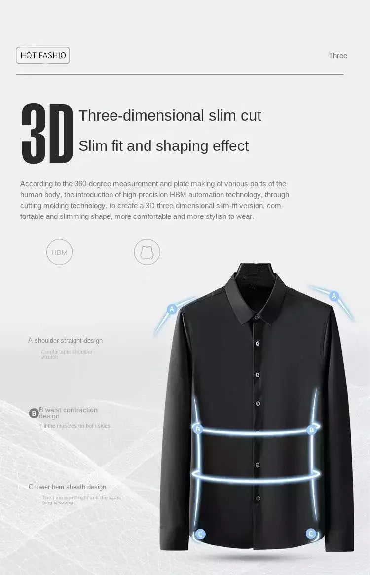Camisa de manga comprida masculina, fato casual profissional, camisa branca, resistente a rugas sem ferro, vestido de negócios, high end, S-5XL