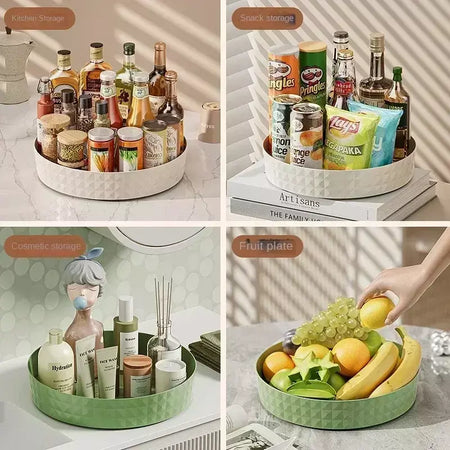 Rack de armazenamento de temperos rotativo 360, multifuncional, despensa, armário, plataforma giratória para cosméticos, acessórios de cozinha, bandeja organizadora