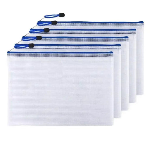 10 pçs saco de documentos a4 pvc zip pastas de arquivo pasta de armazenamento de papelaria malha gaveta saco de arquivo seis cores opcionais