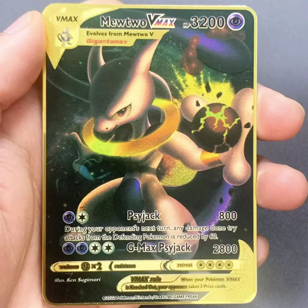 999999 Pontos hp pokemon cartão de metal charizard ouro metal super cartões inglês cartão mewtwo vmax mega anime jogo coleção presentes