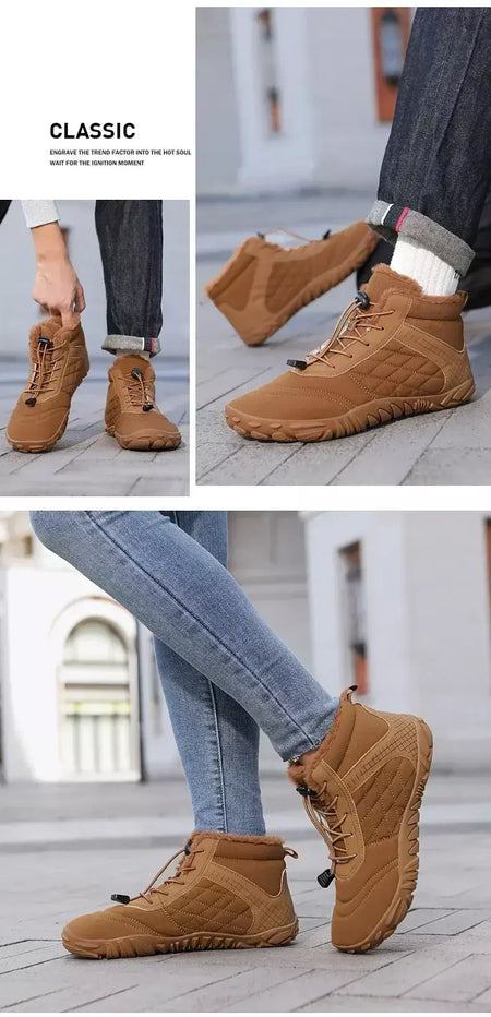 2024 novas botas de inverno para homens neve descalço mulheres ao ar livre antiderrapante pele quente tênis casuais plus size botas de tornozelo sapatos de caminhada