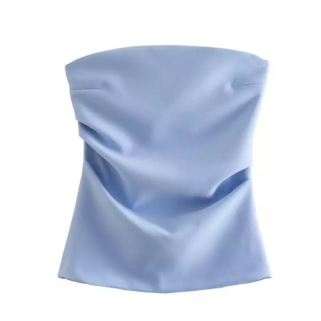 TRAF-Blusa sem mangas sem alças para mulheres, tops femininos, zíper traseiro, roupas de rua, tanque chique, moda verão, nova