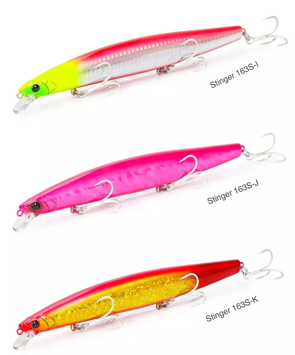 TSURIKNOYA-STINGER 163S-Ultra Long Casting Saltwater Sinking Minnow, Iscas de Pesca, Iscas Artificiais Duras para Robalo, 163mm, 34.2g