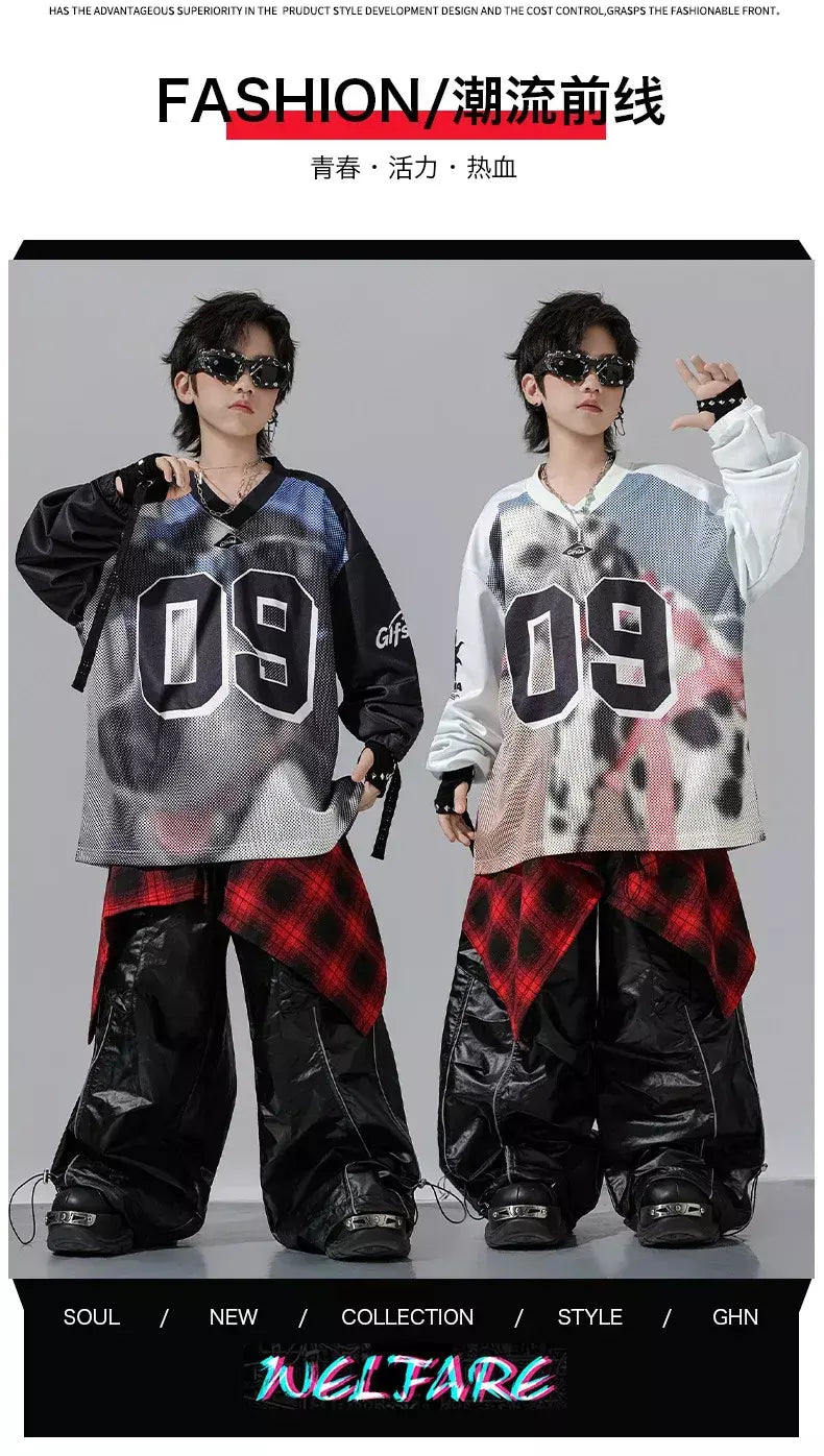 Meninos hio hop letras jaqueta de couro dança de rua calças de carga soltas meninas k-pop streetwear crianças conjunto de roupas jazz traje