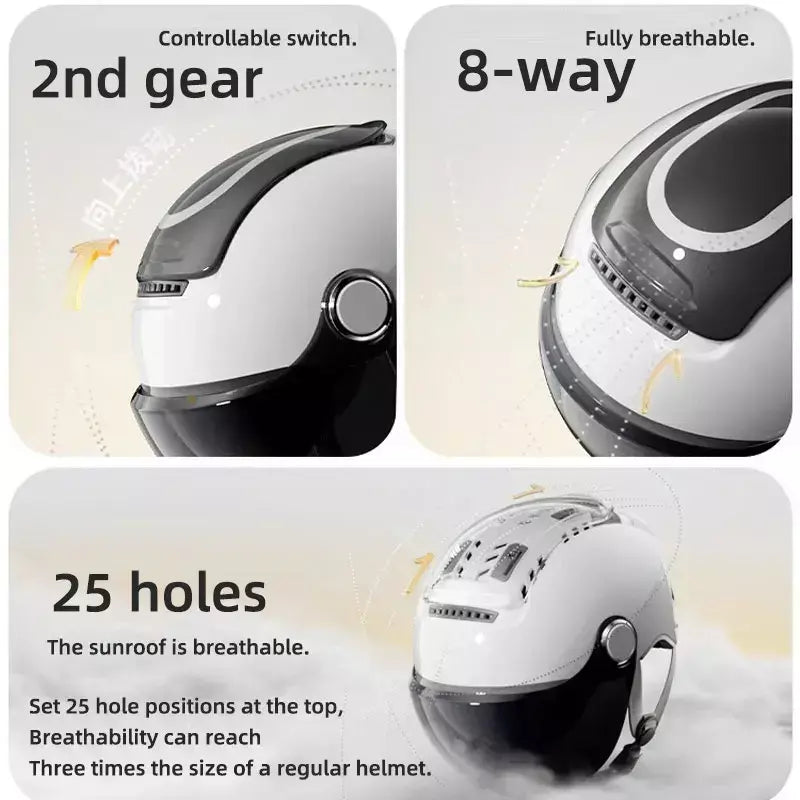 Bibee capacete da motocicleta elétrica verão respirável bicicleta elétrica rosto aberto capacete das mulheres dos homens lentes duplas jet scooter metade capacetes