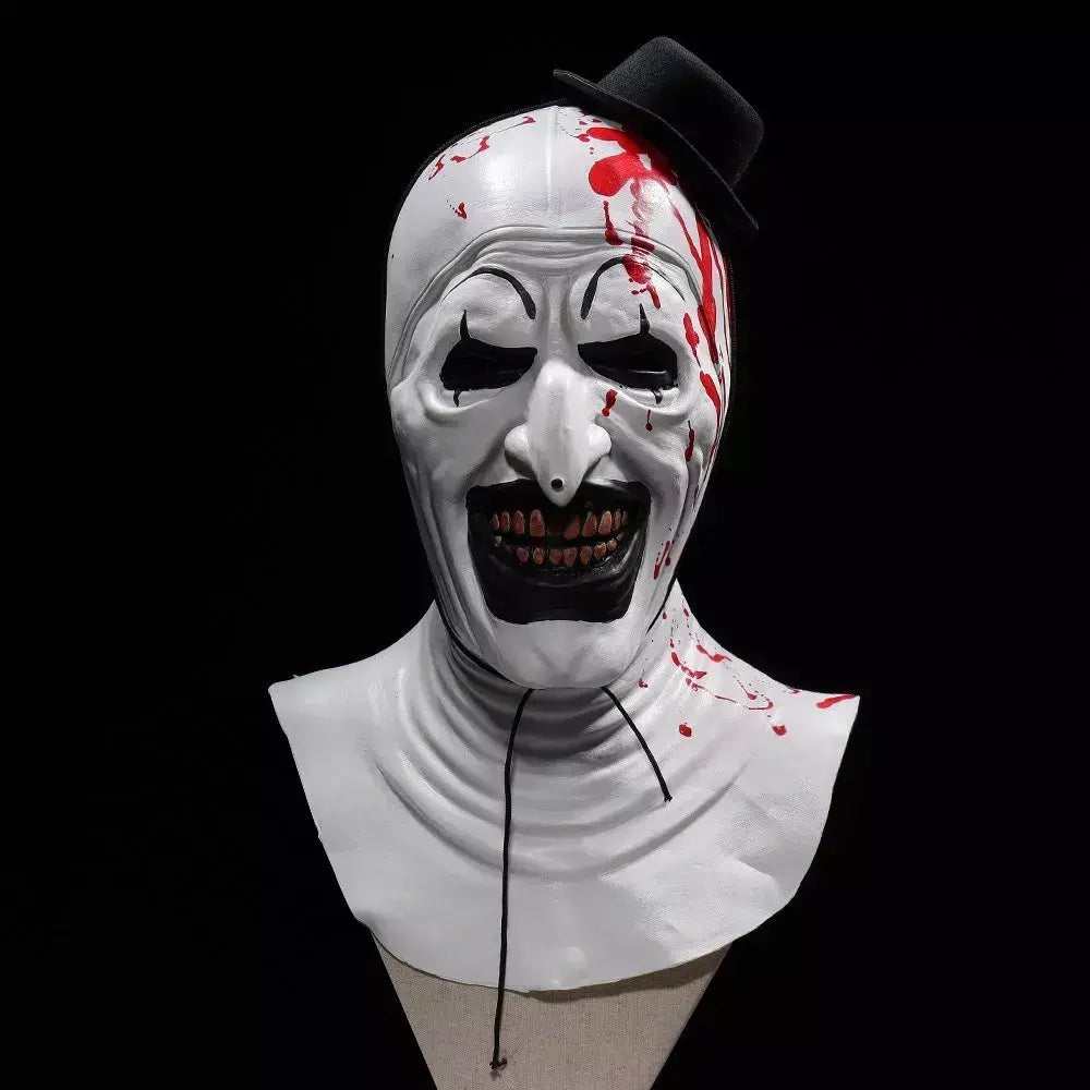 Horror Terrifier Palhaço Cosplay Máscara, Látex, Suave, Demônio, Mal, Coringa, Festa de Halloween, Fantasia, Adulto, Tamanho Único