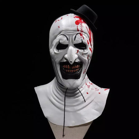 Horror Terrifier Palhaço Cosplay Máscara, Látex, Suave, Demônio, Mal, Coringa, Festa de Halloween, Fantasia, Adulto, Tamanho Único