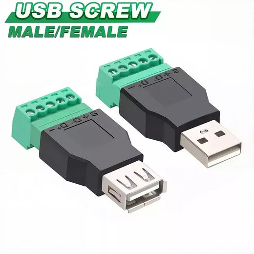 Conector tipo usb 2.0 com terminal de parafuso de 5 pinos, tomada usb macho fêmea sem solda para computador, tv, telefone, teclado, mouse