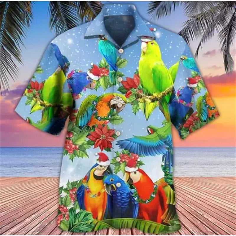 Camisa dos homens do vintage 3D Havaiano Casual Wear Férias de praia Soltas montagem Masculina Top 2023 Dos Desenhos Animados Padrão Manga Curta Ao Ar Livre