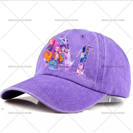 Kpop demônio caçador chapéu carta A-Z boné de beisebol para mulheres verão ajustável chapéu de sol anime bonito retro sunbonnet adulto chapelaria presente