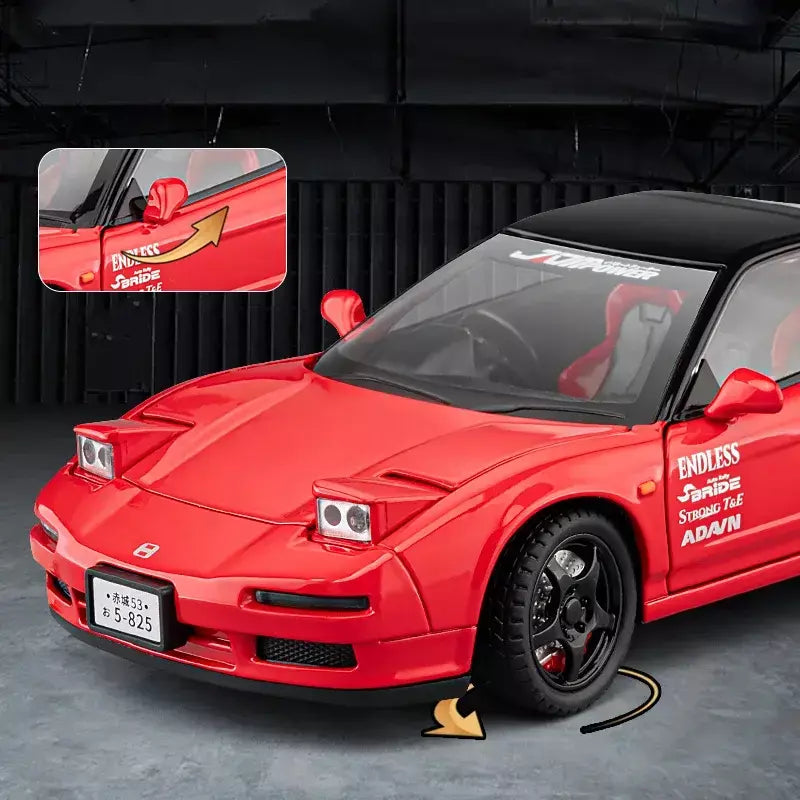 1:24 honda acura nsx mk1 na1 liga modelo de carro esportivo diecast metal clássico carro de corrida modelo de veículo som e luz crianças brinquedo presente