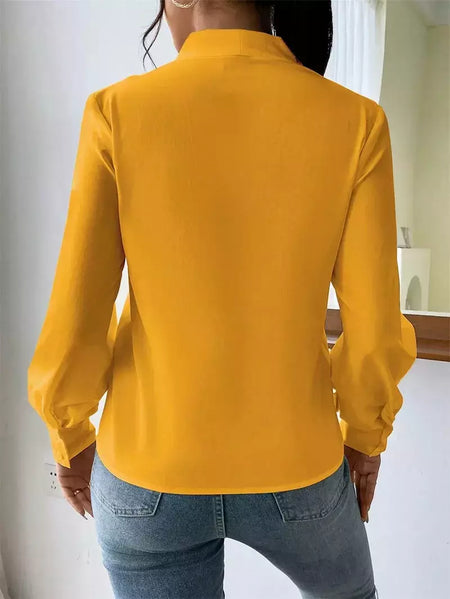 Pulôver de manga comprida com decote V feminino, camisa elegante, estilo britânico, tops urbanos, monocromático, confortável, blusa casual feminina, outono