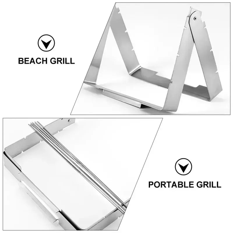 Grelha portátil churrasco suporte kebab espeto rack de aço inoxidável churrasco shish kabob espetos aço grelhar casa ao ar livre grills ferramentas