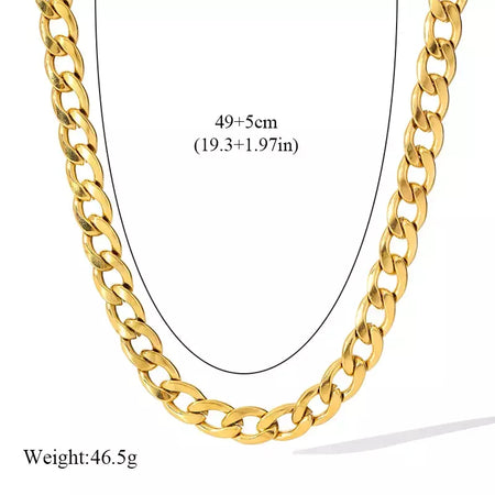 Eilieck 316l aço inoxidável metal charme corrente colar jóias de declaração 18k pvd banhado colar de pescoço corrente para mulher