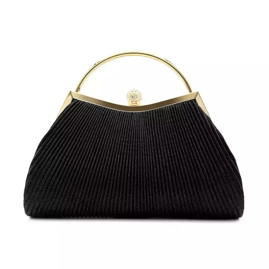 Bolsa de noite plissada para mulheres, alça superior, glitter dia clutch, jantar de casamento feminino vestida bolsa clipe de diamante, ouro