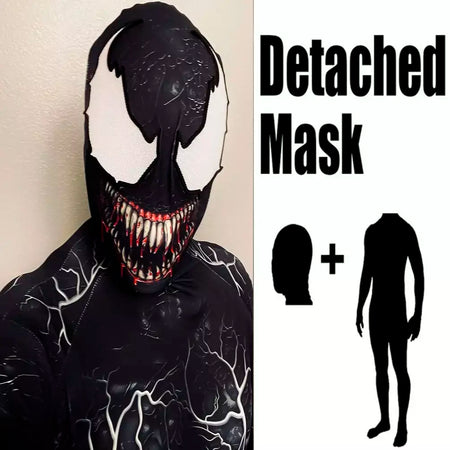 Novo halloween adultos veneno simbionte aranha cosplay traje bodysuit zentai segunda pele terno masculino festa macacão
