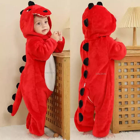 Macacão Dinossauro Vermelho para Bebê Recém-nascido, Criança Cosplay Roupas, Pijama Kigurumi, Bonito Animal Romper, Unicórnio Onesies, Meninos e Meninas