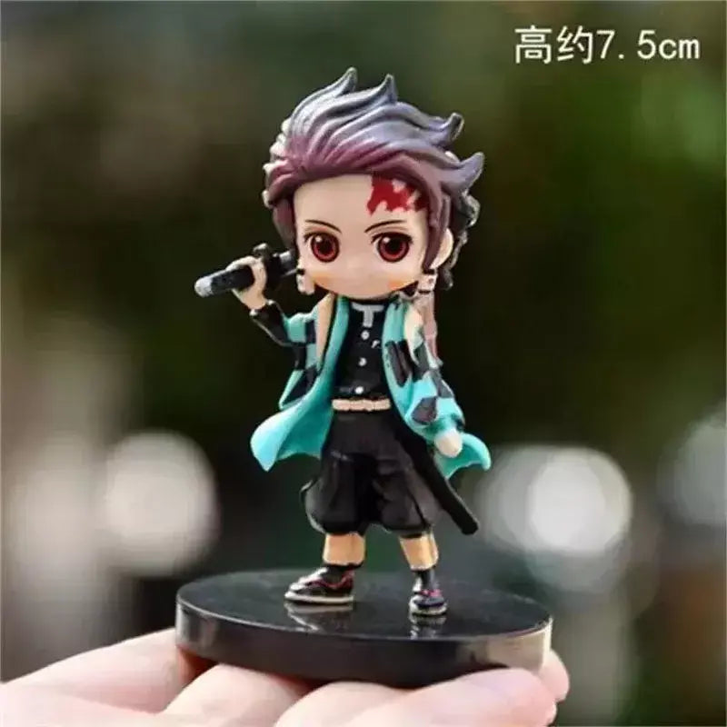 6 pçs/set 6cm Anime Demon Slayer Boneca Brinquedo Q Posket Kimetsu No Yaiba Kamado Tanjirou Kamado Nezuko Agatsuma Figuras de Ação Presentes