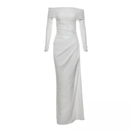 Oco sexy vestido longo feminino um ombro malha transparente festa noite vestido de malha verão moda cor sólida maxi vestidos