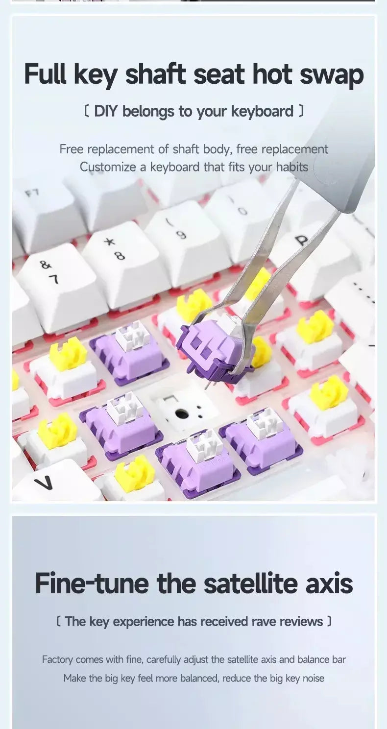 Aula f99 teclado mecânico para jogos, três modos, 2.4g, sem fio, bluetooth, com fio, troca quente, junta pbt, rgb para jogos, digitação, 99 teclas