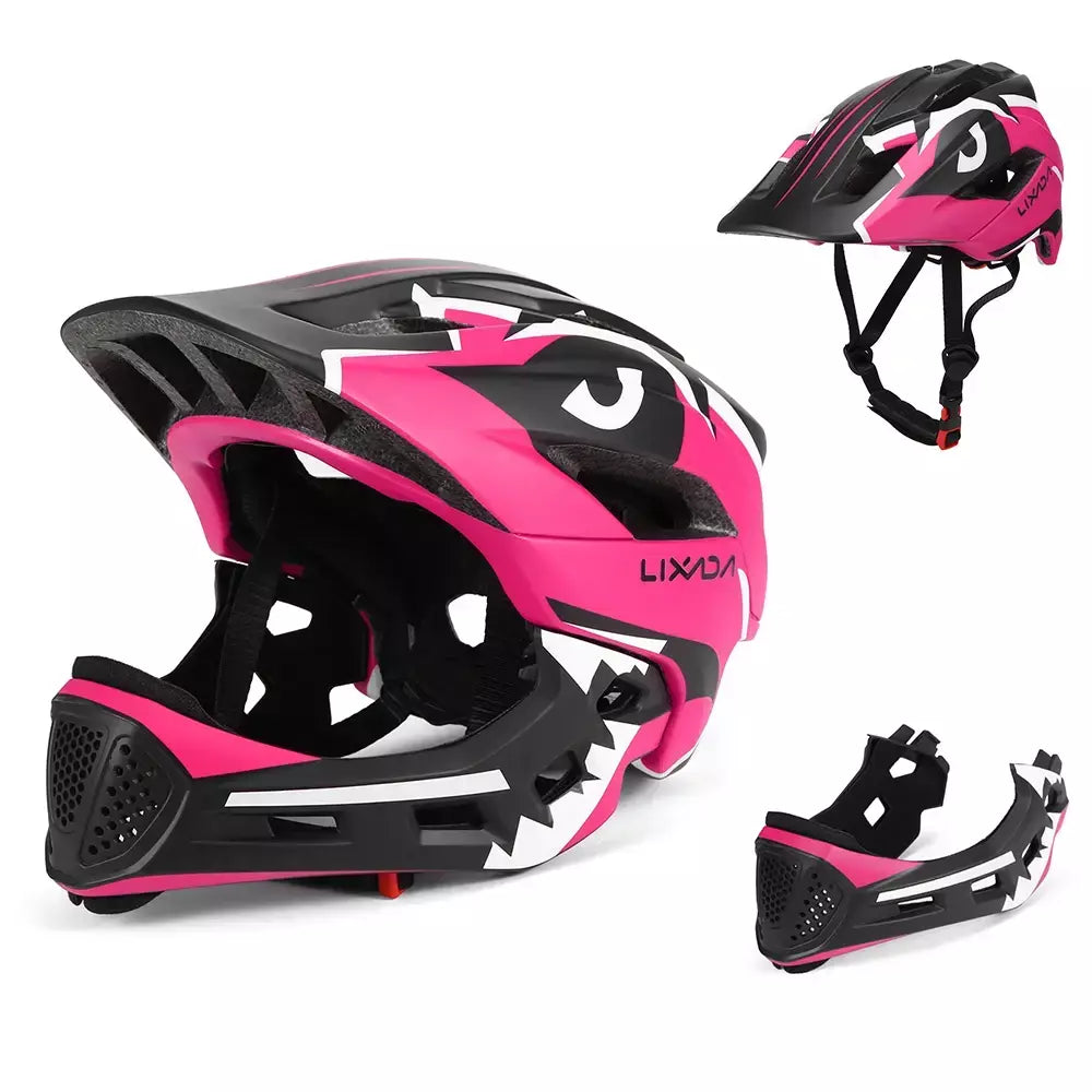 Capacete facial completo destacável para crianças, capacete de segurança esportivo para ciclismo, skate, patinação