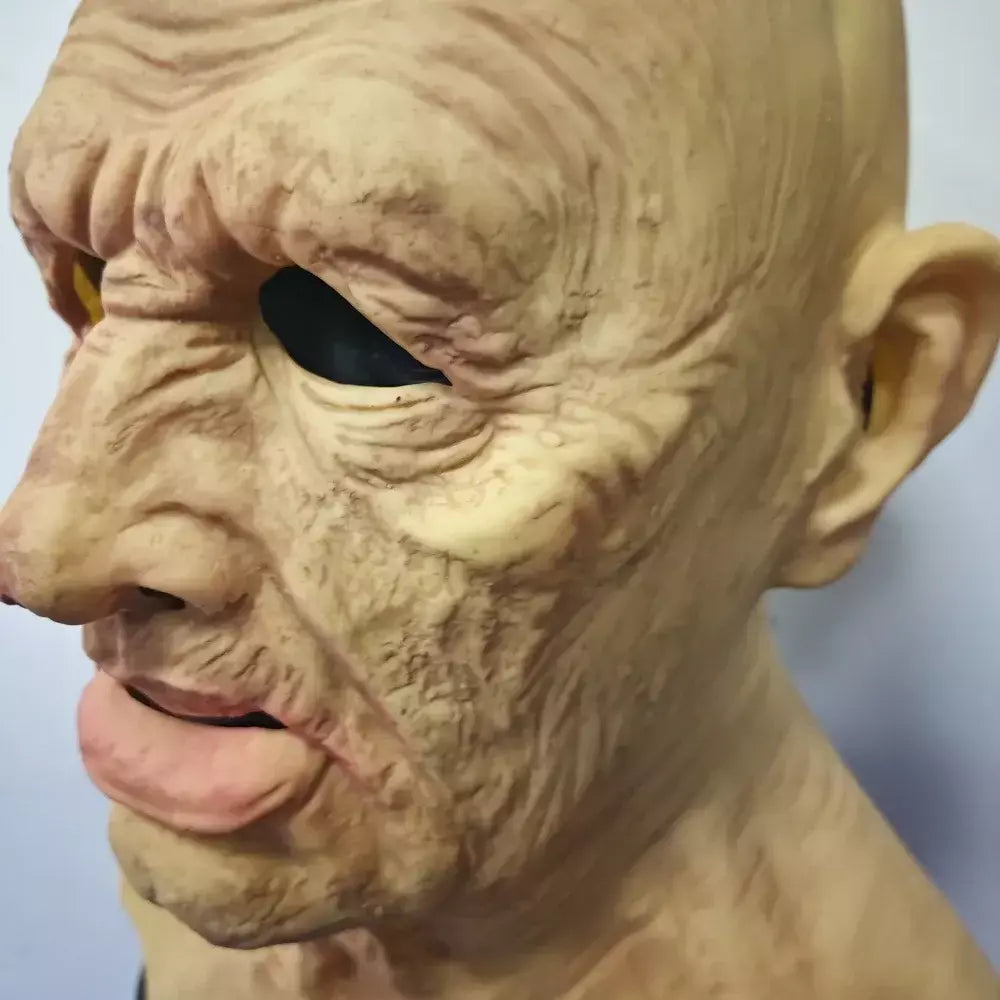 Velho máscara de látex homem careca máscara de cabeça cheia halloween cosplay festa masquerade adereços rugas realista velho cabeça capa