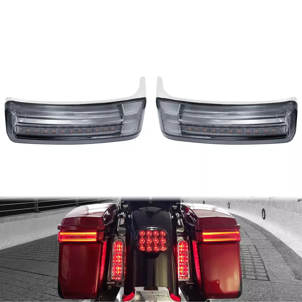 Alforje led para motocicleta, lâmpada de giro, luzes de freio para harley touring road king 97-2022 electra street glide cvo limitado