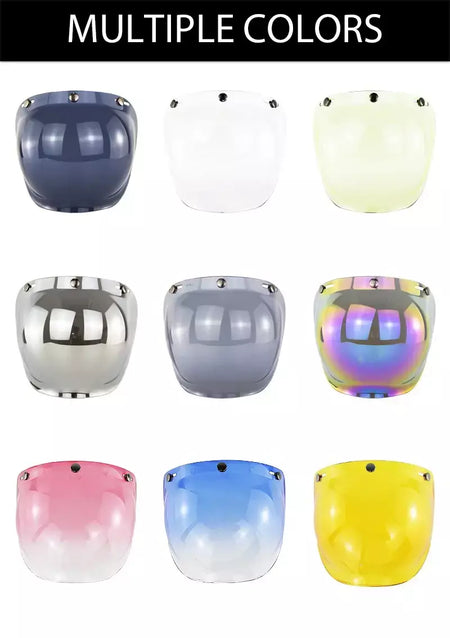 Capacete de motocicleta bolha escudo viseira anti-nevoeiro proteção uv lente hd para capacete retro rosto aberto meio capacete bolha óculos lente