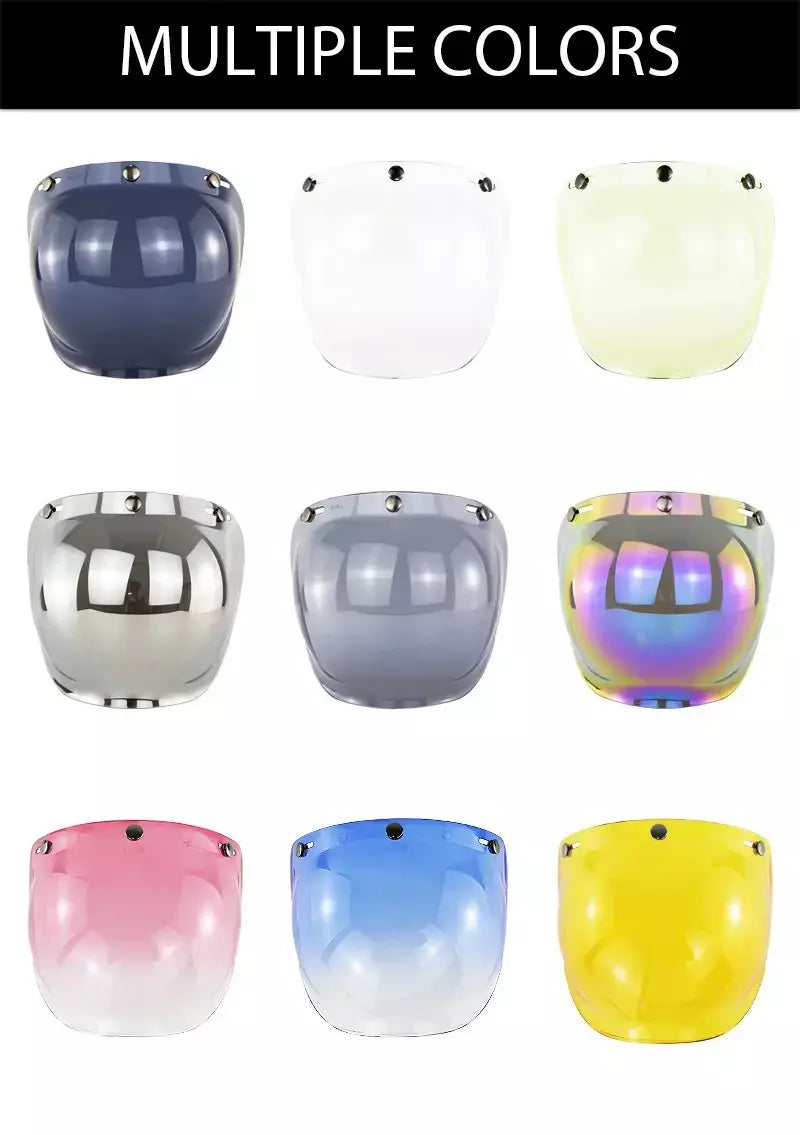 Capacete de motocicleta bolha escudo viseira anti-nevoeiro proteção uv lente hd para capacete retro rosto aberto meio capacete bolha óculos lente