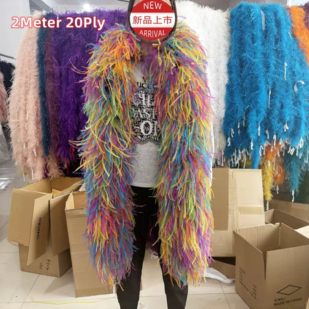 Boa de penas de avestruz arco-íris, 6/10/20 camadas, acessórios de festa fofos para mulheres, halloween, carnaval, cosplay, decoração de casamento, fantasia diy