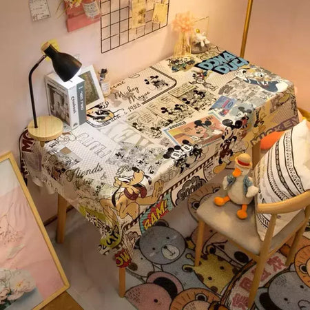 Toalha De Mesa Mickey Mouse Dos Desenhos Animados Da Disney Para Crianças, Mesa De Jantar Americana, Toalha De Mesa De Café Retro, Toalha De Mesa Quadrada
