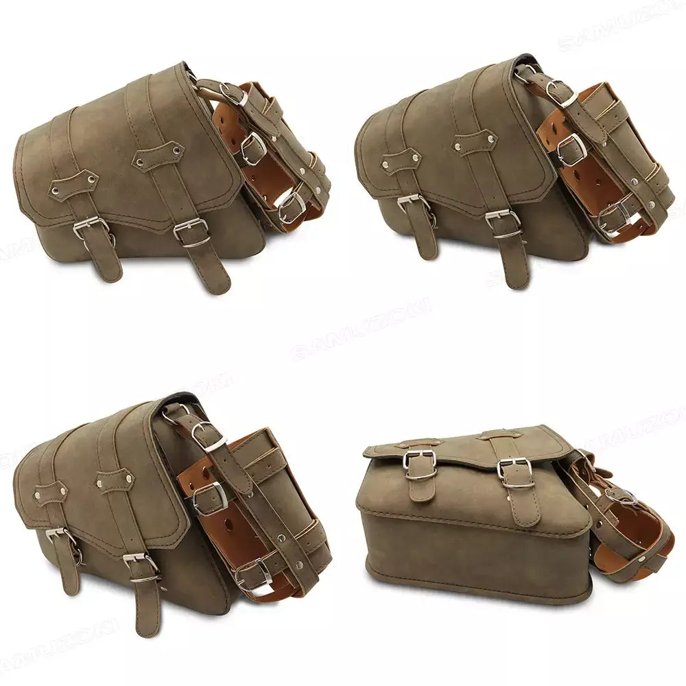 Bolsa de selim lateral de couro pu para motocicleta, adequada para harley sportster xl 883 1200 chopper cruiser cafe racer softail bobber