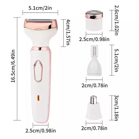 Depilador elétrico indolor para mulheres, biquíni, sobrancelha, nariz, senhora aparador, remoção facial do cabelo, cara, corpo, Shaver fêmea, Depilator, 4 em 1