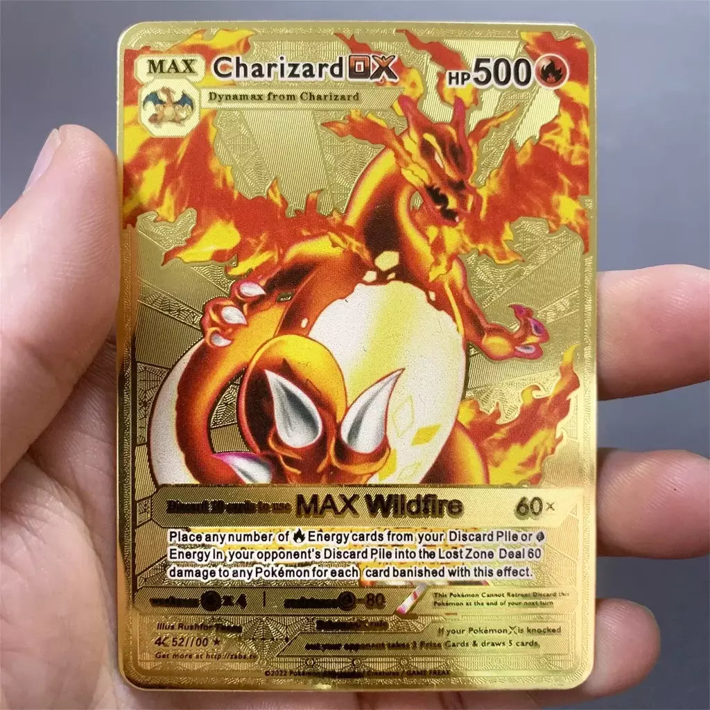999999 Pontos hp pokemon cartão de metal charizard ouro metal super cartões inglês cartão mewtwo vmax mega anime jogo coleção presentes
