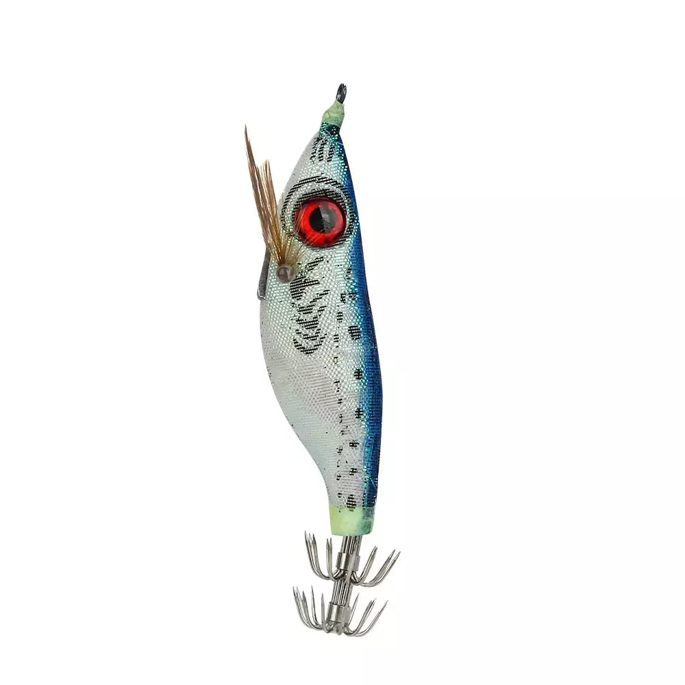 Dndyuju 5 pçs 9g/10cm isca de pesca chumbo chumbada lula gabarito gancho conjunto camarão de madeira artificial polvo choco camarão isca dura