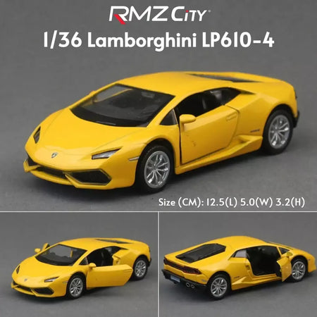 1/36 lamborghini super esporte modelo de carro de brinquedo para crianças rmz city diecast metal miniatura puxar para trás coleção presente criança meninos