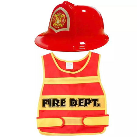 Conjunto de fantasia de bombeiro, chapéus e coletes, suprimentos para festa temática de bombeiro, fantasia para crianças, aniversário, dia das bruxas, vestido, suprimentos para festa