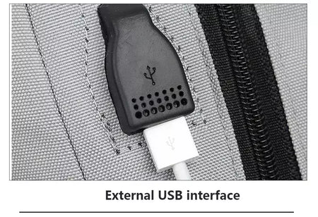 Mochila de carregamento USB impermeável para homens, sacos traseiros do escritório do negócio, mochila para laptop casual, mochilas escolares masculinas, 15,6";;VERDADEIRO;;"CINZA