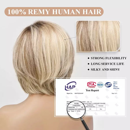 Marrom loira mista ombre cabelo humano perucas dianteiras do laço curto ondulado bob cabelo glolden loira remy peruca de cabelo humano para branco feminino diariamente