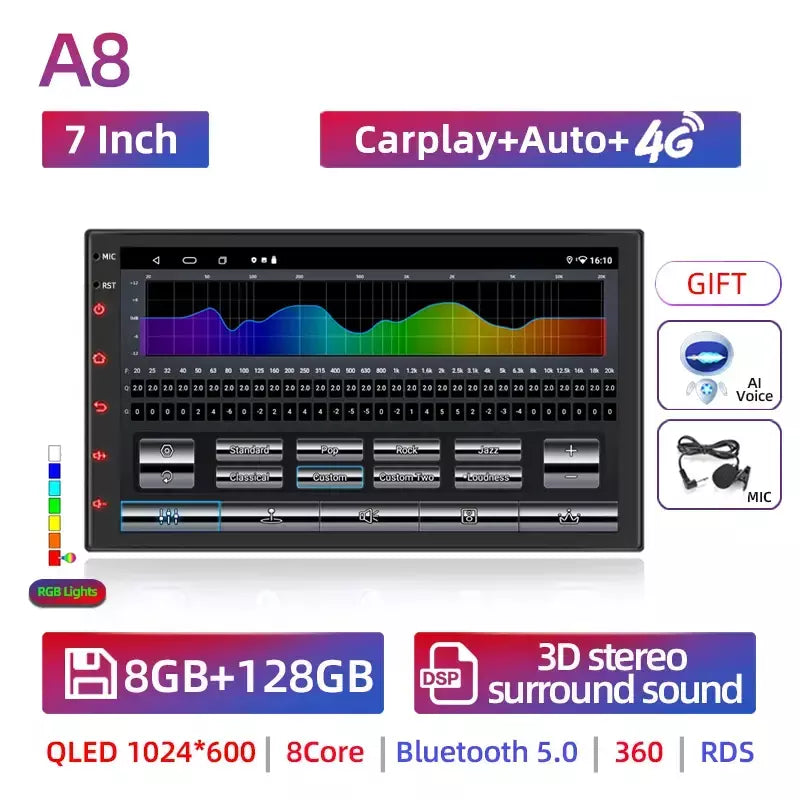 Android 13 2 din rádio do carro carpla auto 7 9 10 13.1 Polegada universal wifi gps áudio reprodutor multimídia para nissan toyota kia honda